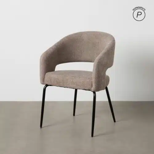 Chaise salle a manger Chaise dos ouvert tissu chenille taupe Foklo Ixia - 612600