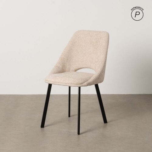 Chaise de table tissu crème chenille Glady Ixia - 612644