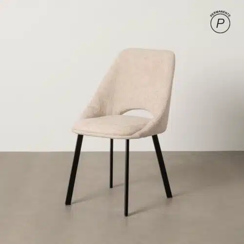 Chaise salle a manger Chaise de table tissu crème chenille Glady Ixia - 612644