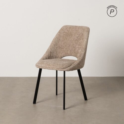 Chaise de table tissu beige chenille Glady Ixia - 612645