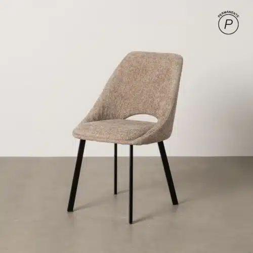 Chaise salle a manger Chaise de table tissu beige chenille Glady Ixia - 612645