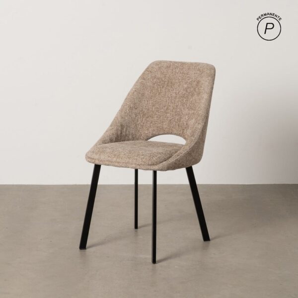 Chaise de table tissu beige chenille Glady Ixia - 612645