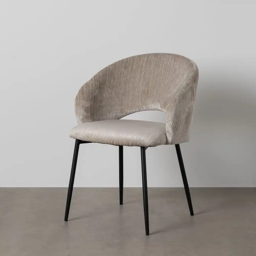 Chaise velours beige glace Ixia