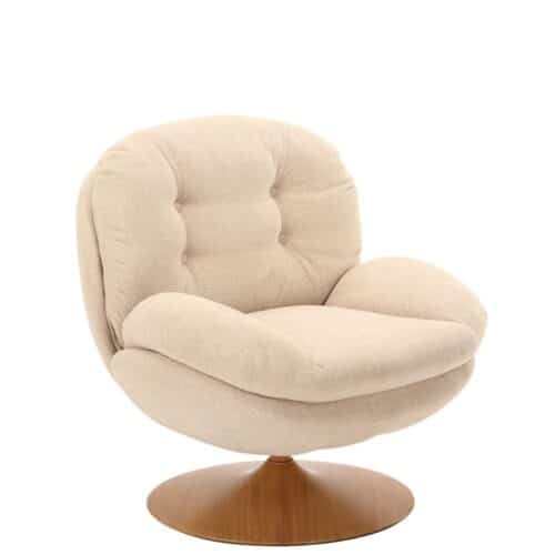Fauteuil Memento Beige Pied bois Athezza