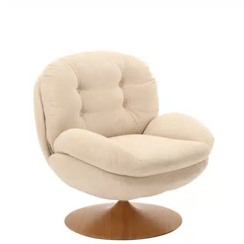 Fauteuil pivotant Fauteuil Memento Beige Pied bois Athezza