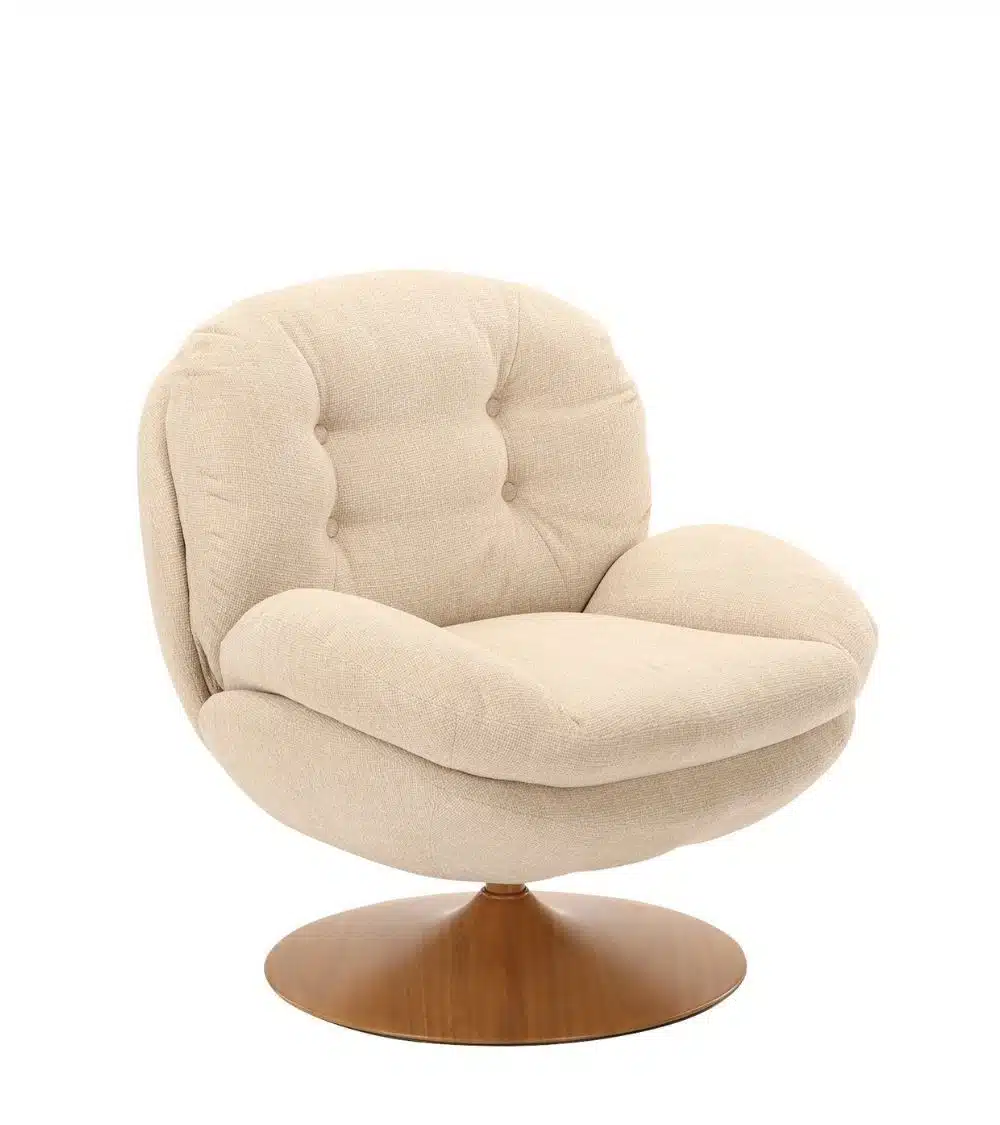Fauteuil Memento Beige Pied bois Athezza