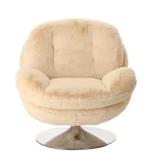 Fauteuil Memento Fourrure Blanc Athezza de face