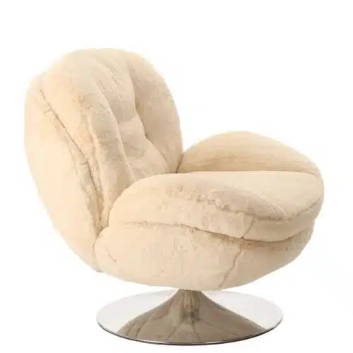 Fauteuil Memento Fourrure Blanc Athezza de profil