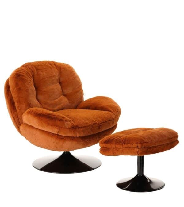 Fauteuil Memento  Fourrure Orange Brûlé Athezza – Image 3