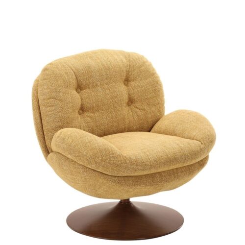 Fauteuil Memento Moutarde Pied Noyer  Athezza