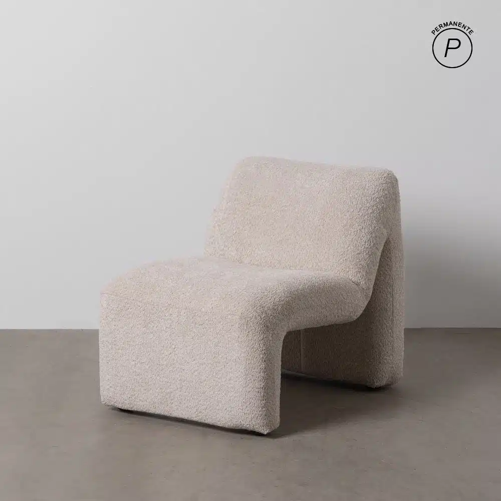 Fauteuil design tissu doux beige Ixia - 611319