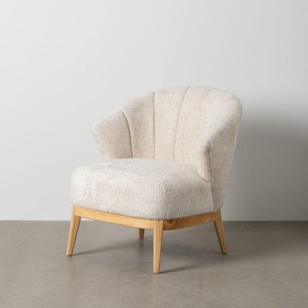 Fauteuil cocooning tissu deux crème Ixia - 611384