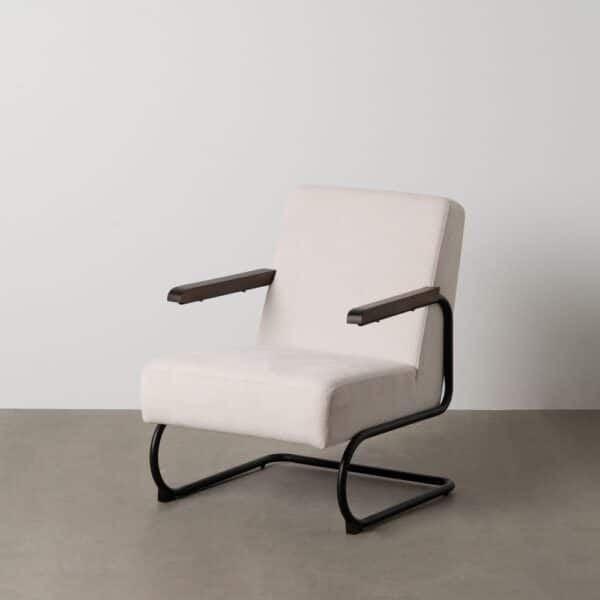 Fauteuil tissu chenille beige métal Ixia - 613466