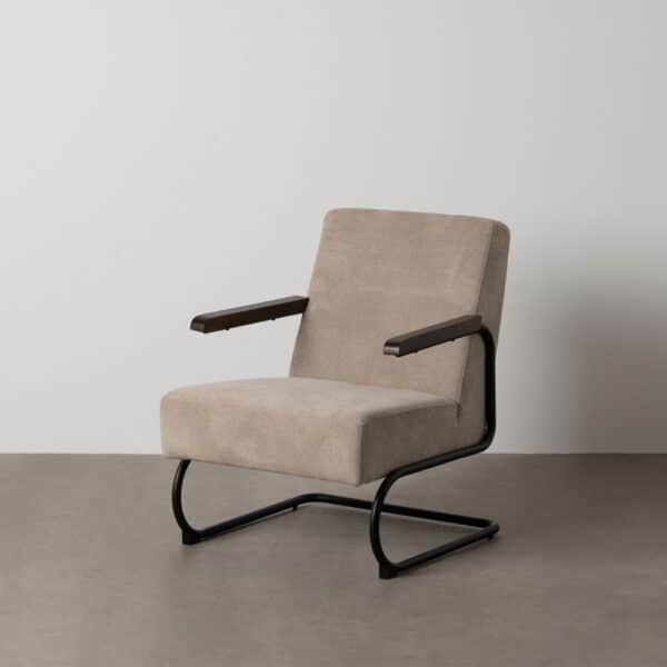 Fauteuil tissu chenille taupe métal Ixia - 613473