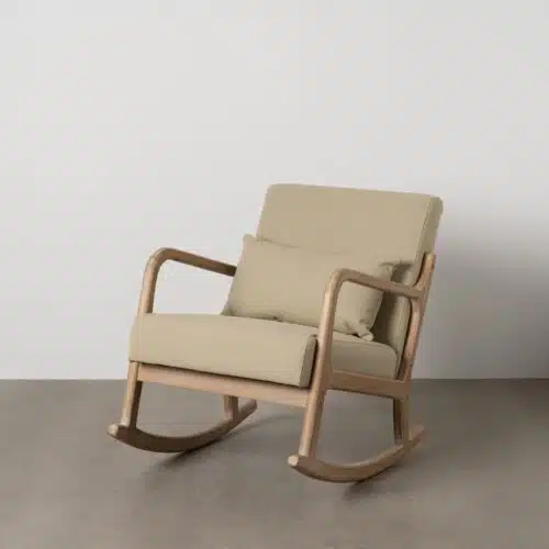 Fauteuil tissu Fauteuil à bascule bois hévéa beige Ixia - 613835