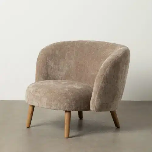 Fauteuil bois tissu doux taupe Ixia - 614047