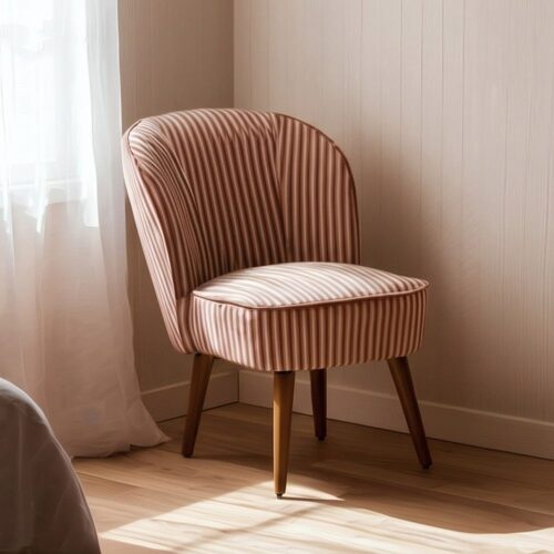 Fauteuil rayures terracotta bois Ixia - 614509