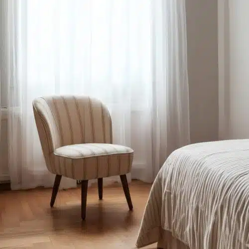 Fauteuil tissu Fauteuil rayures miel bois Ixia - 614510