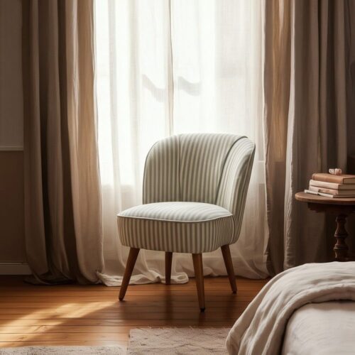 Fauteuil rayures vert bois Ixia hévéa - 614512