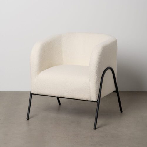 Fauteuil bouclette blanc métal Ixia - 614514