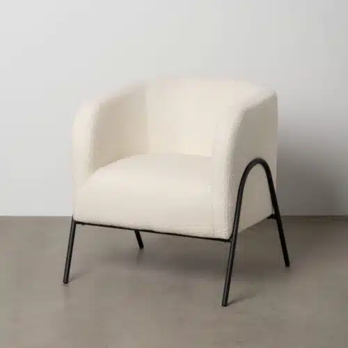 Fauteuil tissu Fauteuil bouclette blanc métal Ixia - 614514
