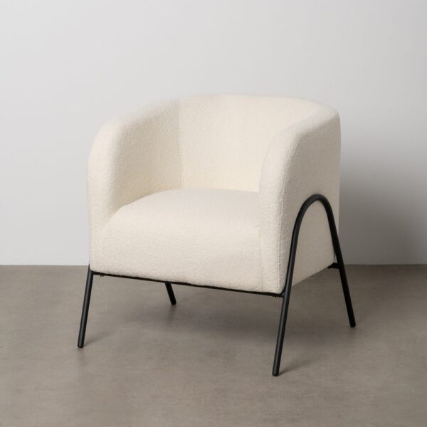 Fauteuil bouclette blanc métal Ixia - 614514