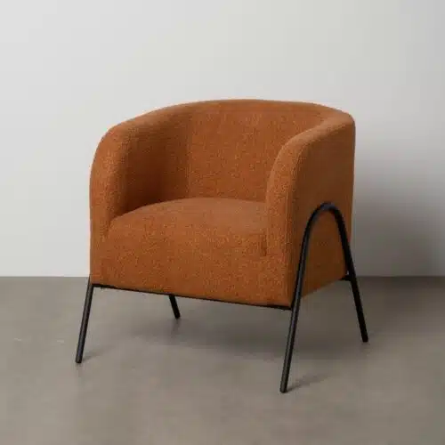 Fauteuil tissu Fauteuil bouclette terracotta métal Ixia - 614514