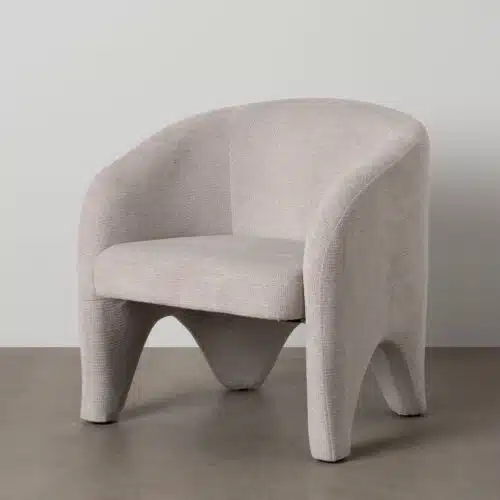 Fauteuil tissu chenille beige Ixia - 614777