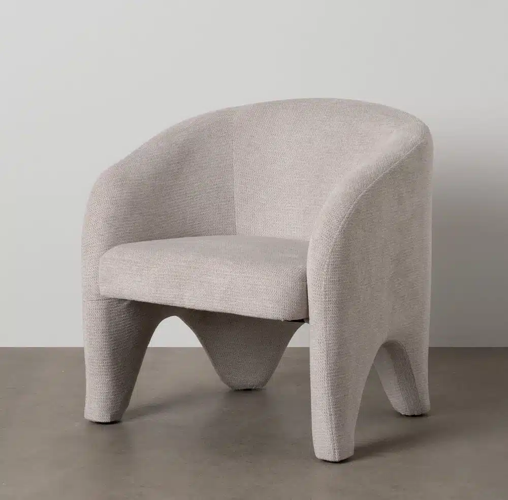 Fauteuil tissu chenille beige Ixia - 614777