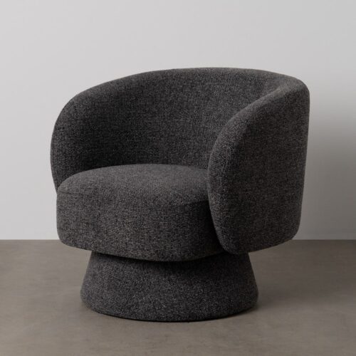 Fauteuil tissu marbré gris anthracite Ixia - 614782