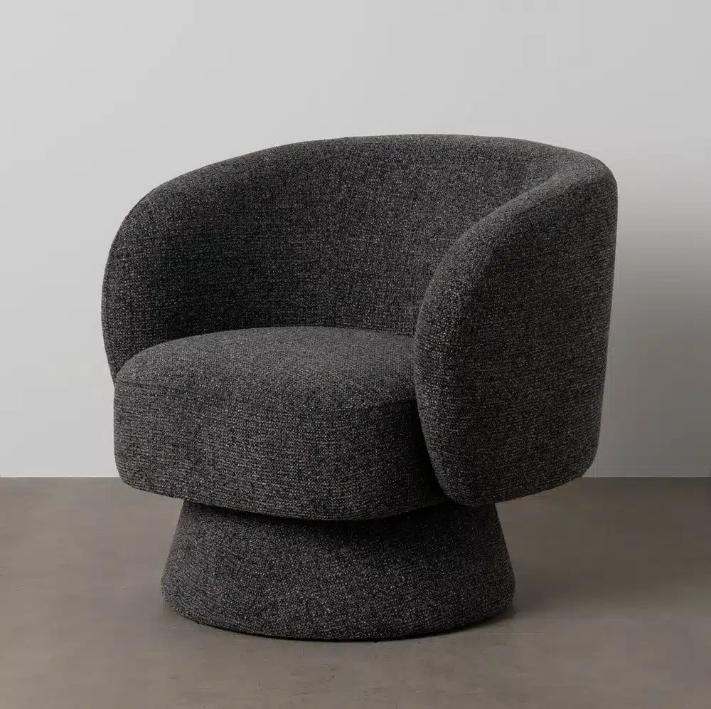 Fauteuil tissu marbré gris anthracite Ixia - 614782