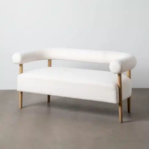 Fauteuil tissu Canapé bouclette 2 places beige Ixia - 615248