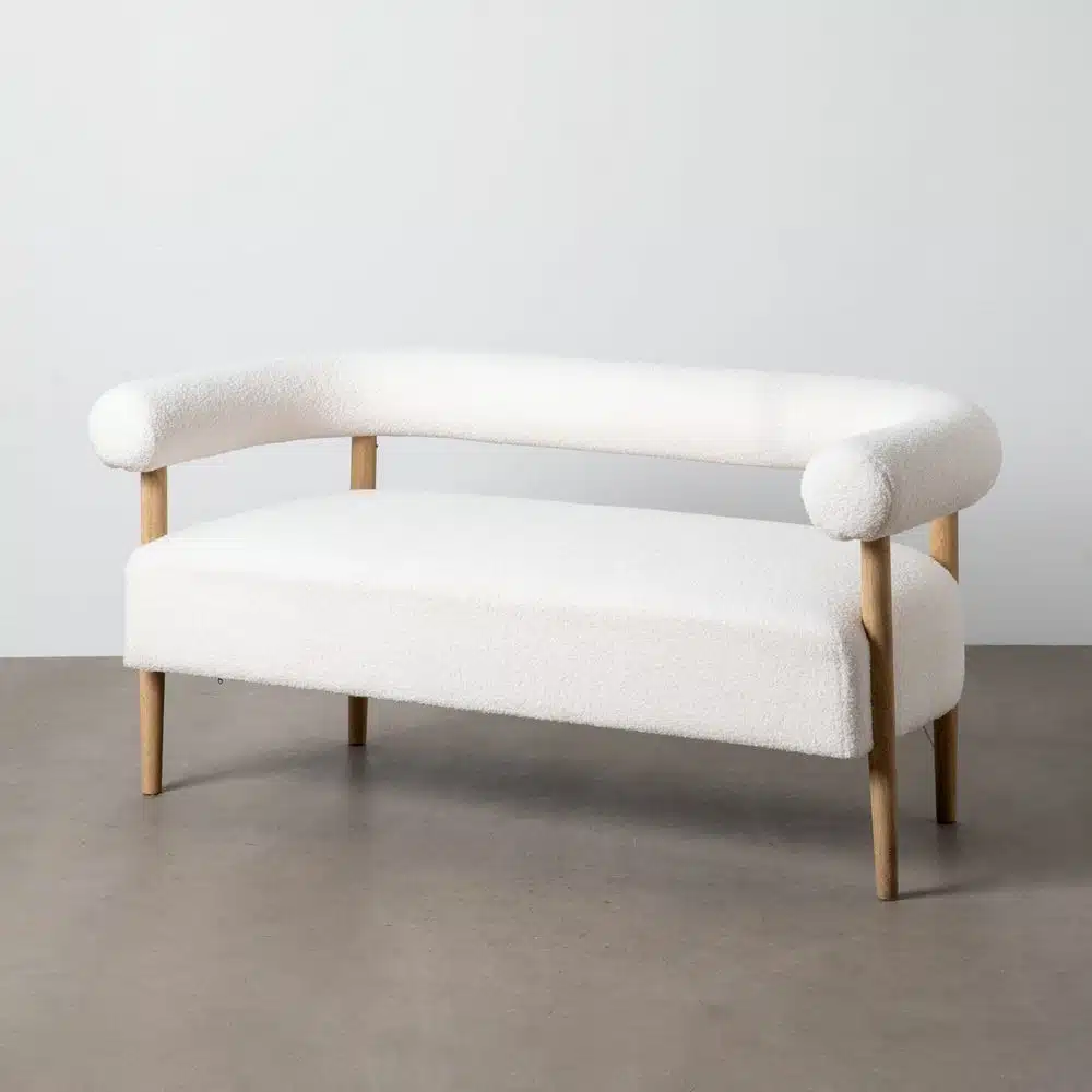Canapé bouclette 2 places beige Ixia - 615248