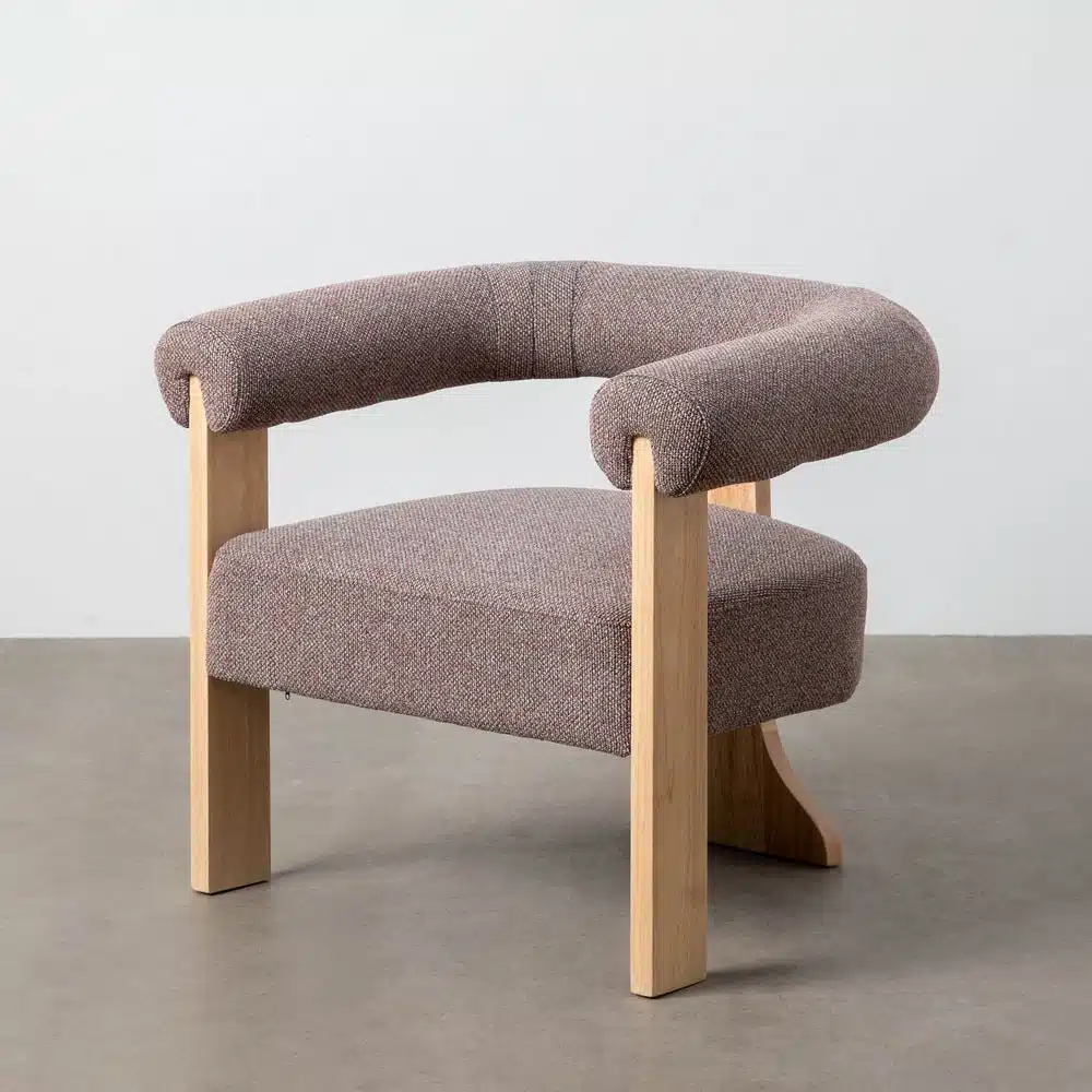 Fauteuil tripode bois marbré gris rose Ixia - 615252