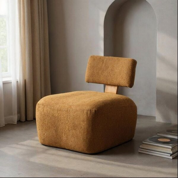 Fauteuil marbré tissu moutarde bois Ixia Lady - 615254