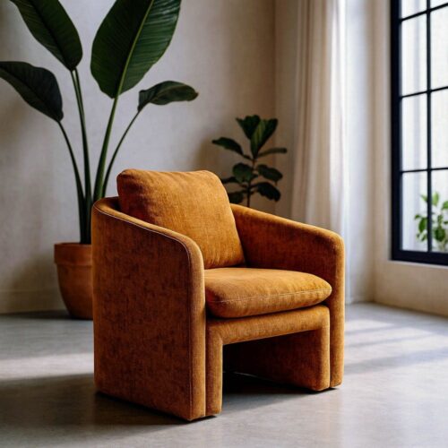 Fauteuil tissu ocre Ixia - 615429
