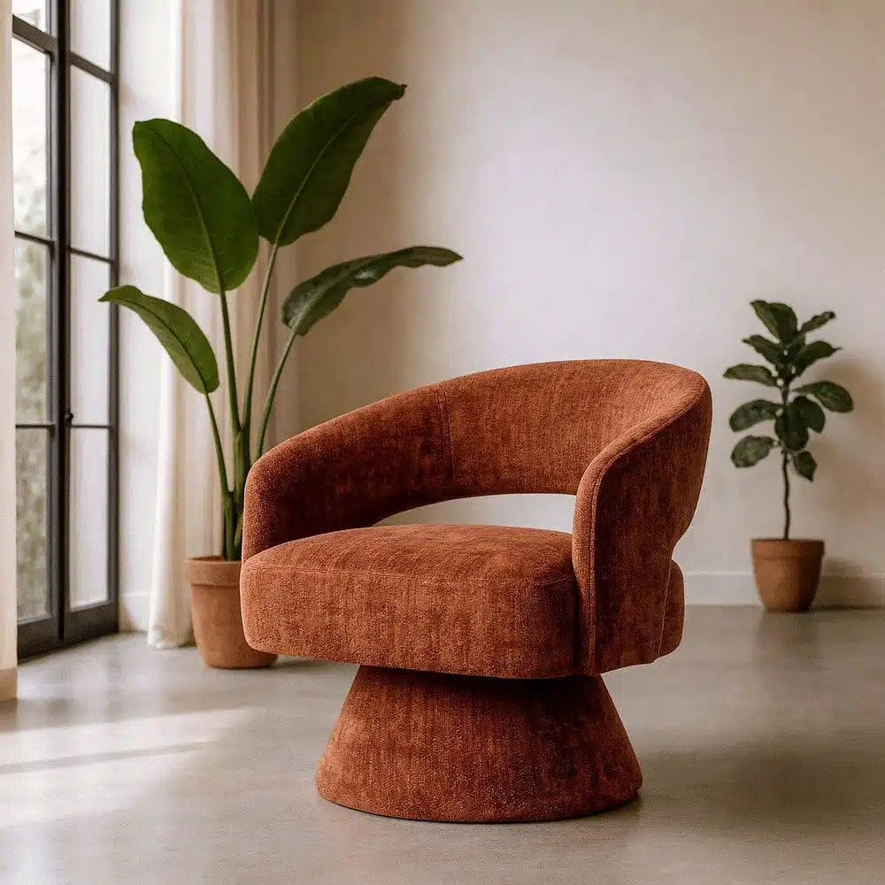 Fauteuil pivotant tissu chenille tuile Ixia - 615431