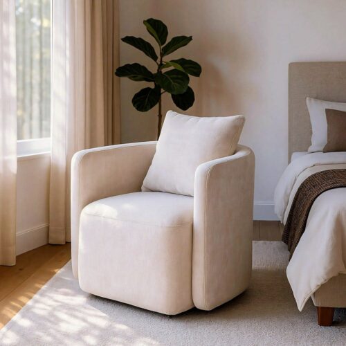 Fauteuil pivotant beige Ixia - 615432