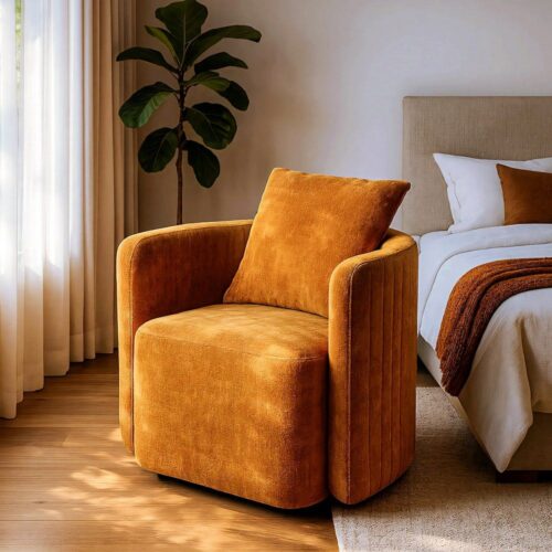 Fauteuil pivotant ocre Ixia - 615433