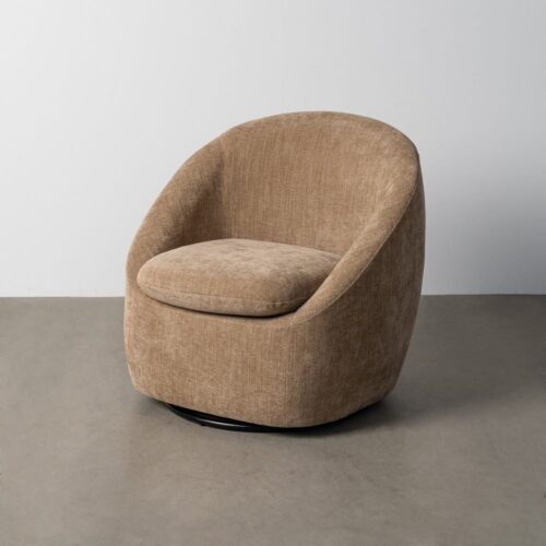 Fauteuil rond pivotant tissu taupe Ixia - 615436