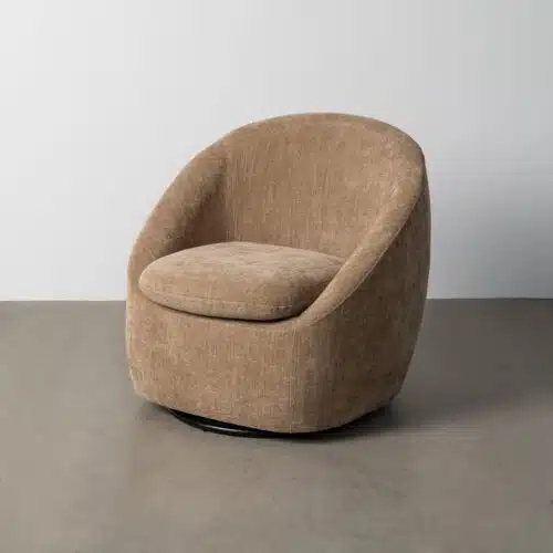 Fauteuil pivotant Fauteuil rond pivotant tissu taupe Ixia - 615436