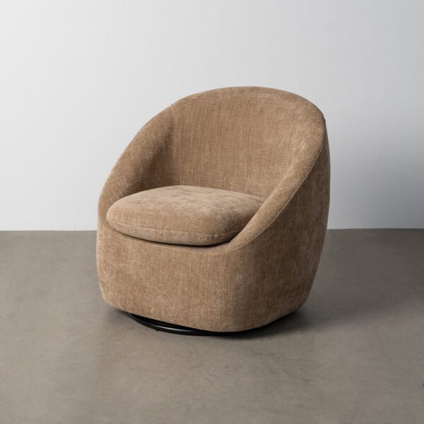 Fauteuil rond pivotant tissu taupe Ixia - 615436