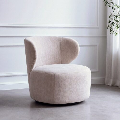 Fauteuil pivotant tissu beige Ixia - 615438