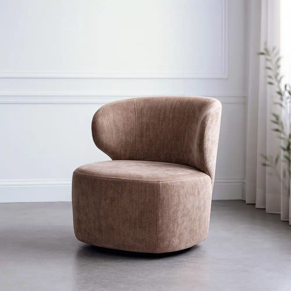 Fauteuil pivotant tissu taupe Ixia - 615438