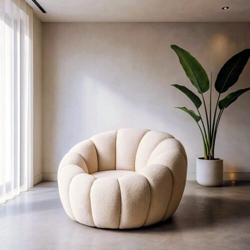 Fauteuil rond cocooning beige Ixia - 615440