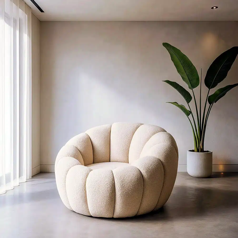 Fauteuil rond cocooning beige Ixia - 615440