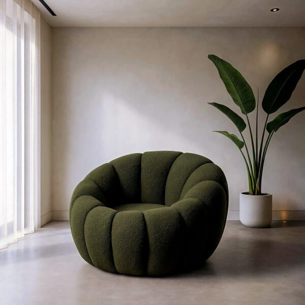 Fauteuil rond cocooning vert Ixia - 615440