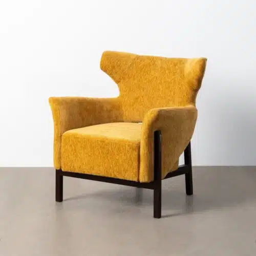 Fauteuil tissu Fauteuil confortable moutarde tissu bois noir Ixia - 615443