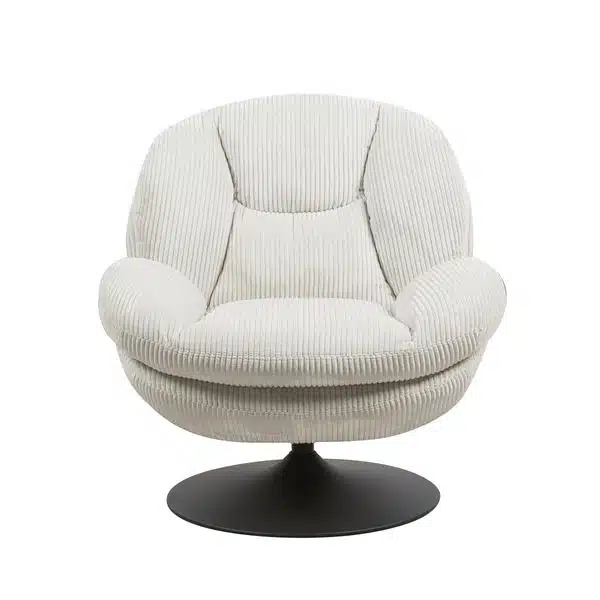 Fauteuil pivotant velours côtelé blanc TOPI Zago