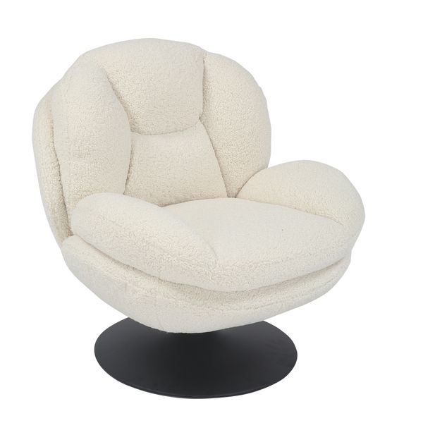 Fauteuil pivotant effet bouclette blanc TOPI Zago – Image 3